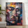 space captivating cubism art poster shades green blue unique piece wall ideal gift lovers various sizes A4 cm A0 walls stunning artwork print today