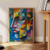 captivating Cubism art poster vibrant green blue hues unique wall modern touch space perfect gift lovers decor artwork frame convenience