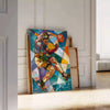 space captivating Cubism Art Poster serene gray vibrant green shades unique wall piece thoughtful gift artwork modern aesthetics timeless style A4 cm A0 sizes