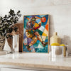 space captivating Cubism Art Poster serene gray vibrant green shades unique wall piece thoughtful gift artwork modern aesthetics timeless style A4 cm A0 sizes