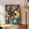 space captivating Cubism Art Poster serene gray vibrant green shades unique wall piece thoughtful gift artwork modern aesthetics timeless style A4 cm A0 sizes
