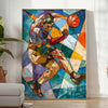 space captivating Cubism Art Poster serene gray vibrant green shades unique wall piece thoughtful gift artwork modern aesthetics timeless style A4 cm A0 sizes