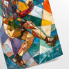 space captivating Cubism Art Poster serene gray vibrant green shades unique wall piece thoughtful gift artwork modern aesthetics timeless style A4 cm A0 sizes