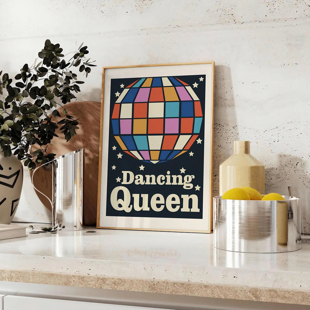 Dancing Queen Groovy Print Travel Poster High Quality Frame Premium Print Home Decor Color