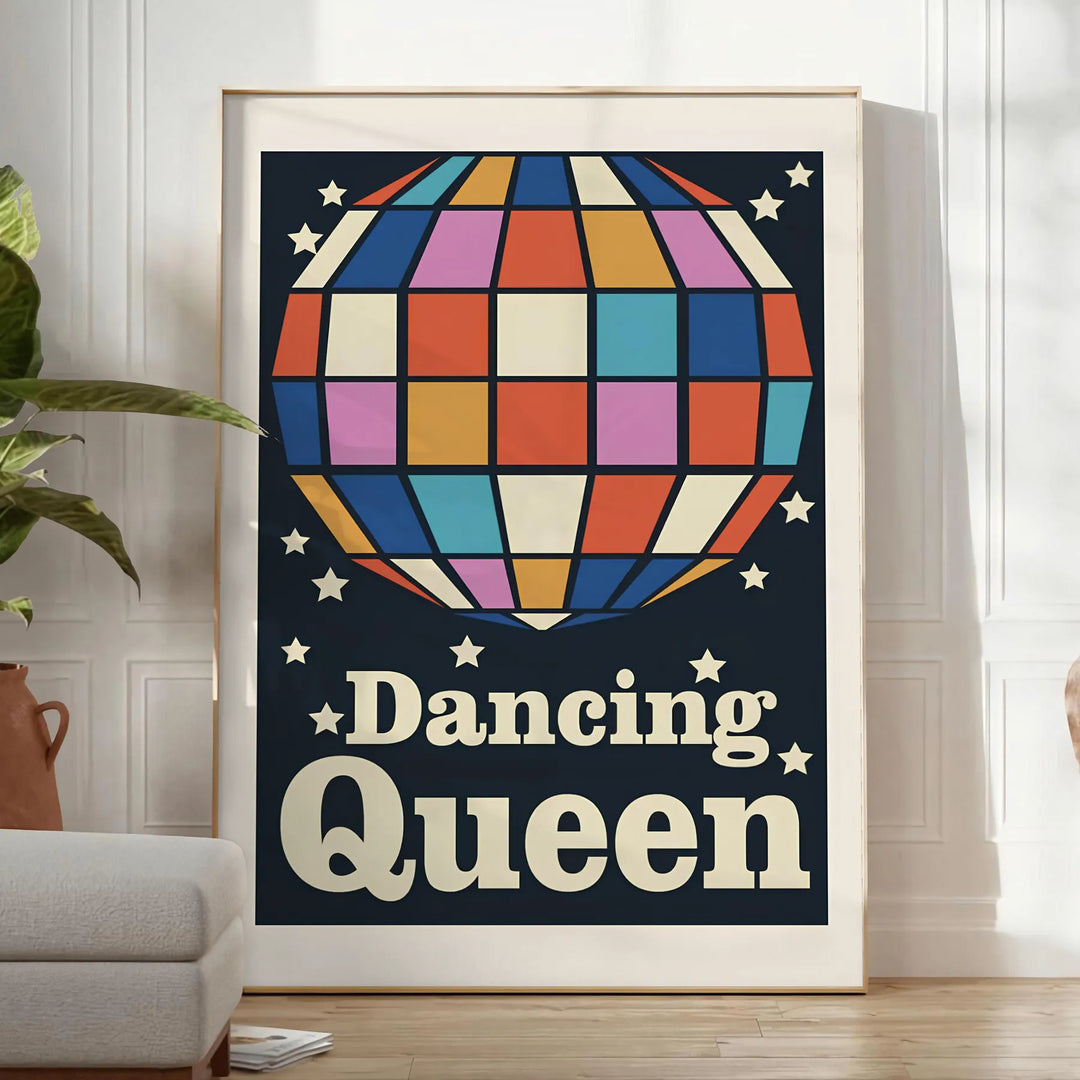 Dancing Queen Groovy Print Travel Poster High Quality Frame Premium Print Home Decor Color