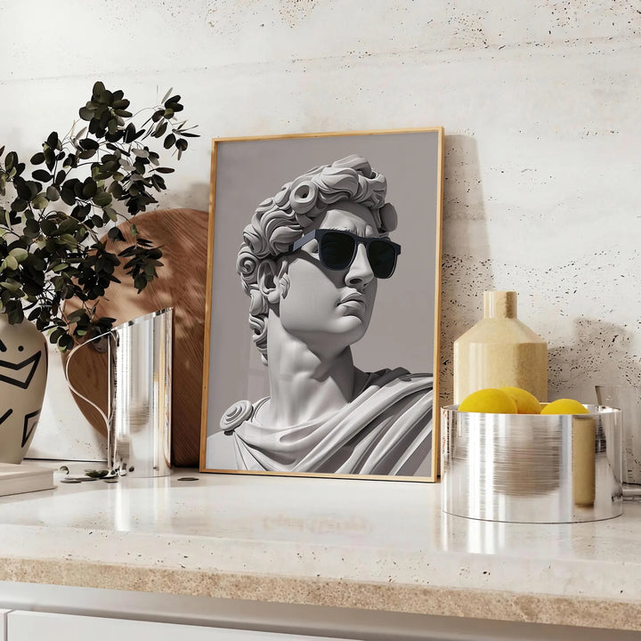 David Wears Sunglasses Poster Travel Poster High Quality Frame Premium Print Home Decor Color