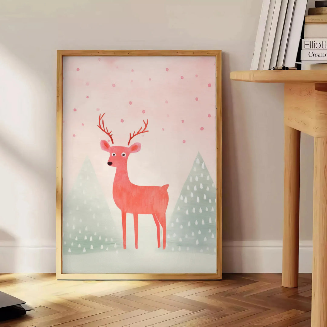 Deer Snow Animal Poster Travel Poster High Quality Frame Premium Print Home Decor Color