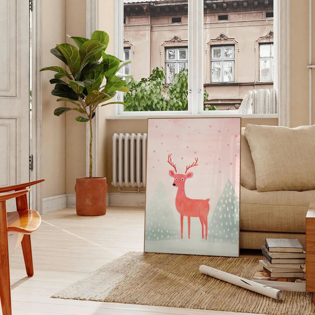 Deer Snow Animal Poster Travel Poster High Quality Frame Premium Print Home Decor Color