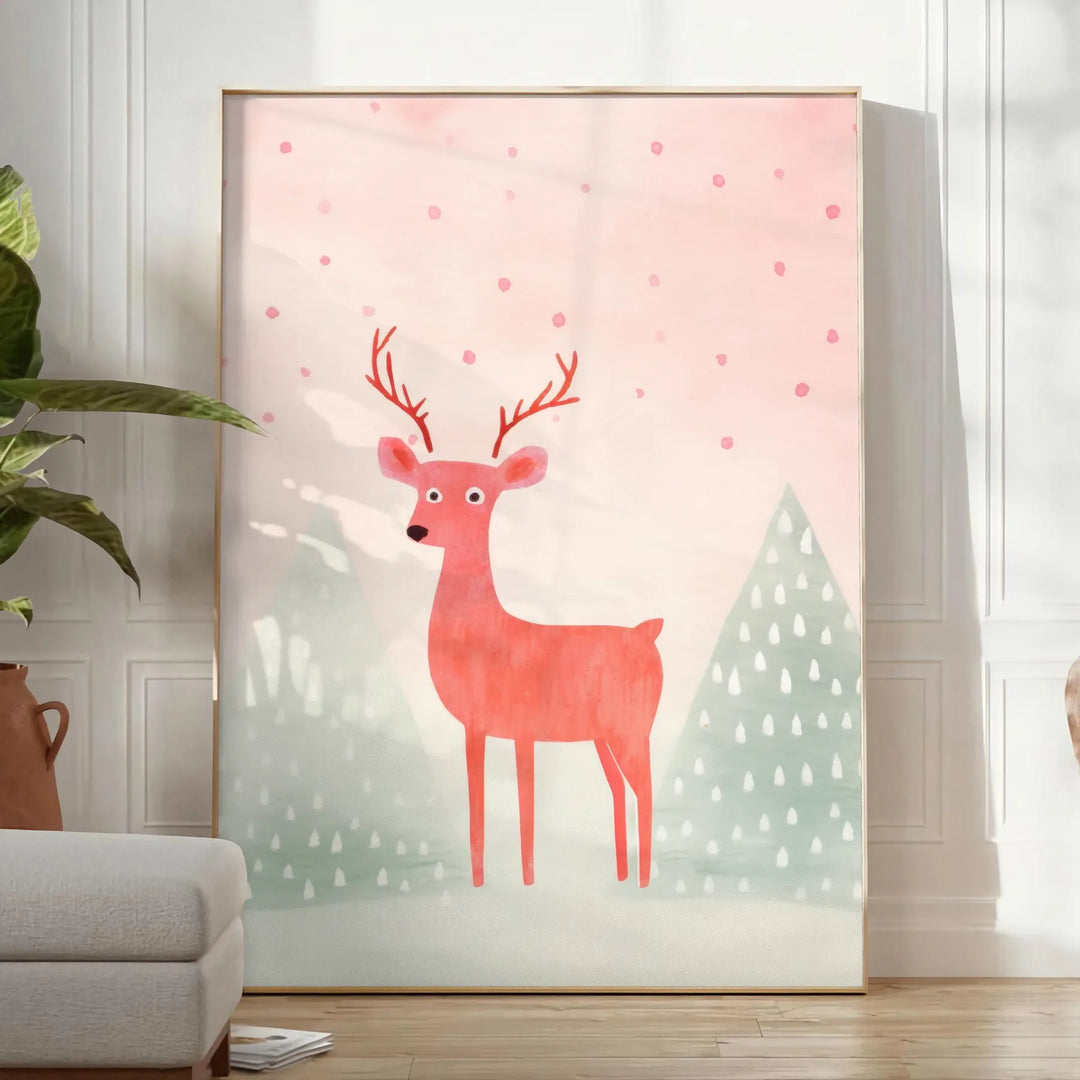 Deer Snow Animal Poster Travel Poster High Quality Frame Premium Print Home Decor Color