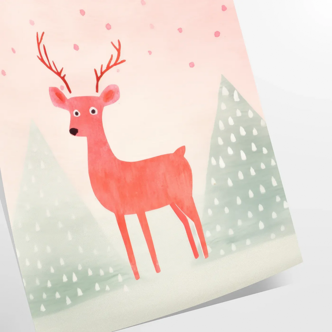 Deer Snow Animal Poster Travel Poster High Quality Frame Premium Print Home Decor Color