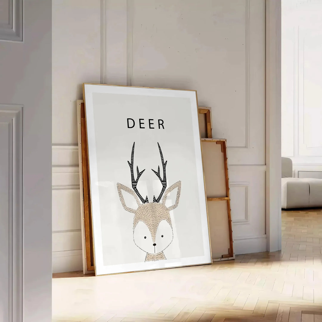 Deer Wildlife Art Travel Poster High Quality Frame Premium Print Home Decor Color