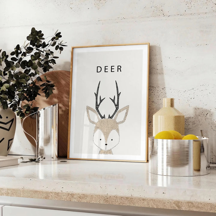 Deer Wildlife Art Travel Poster High Quality Frame Premium Print Home Decor Color