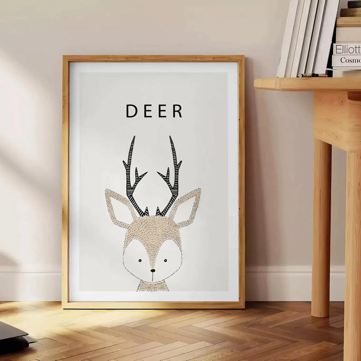 Deer Wildlife Art Travel Poster High Quality Frame Premium Print Home Decor Color