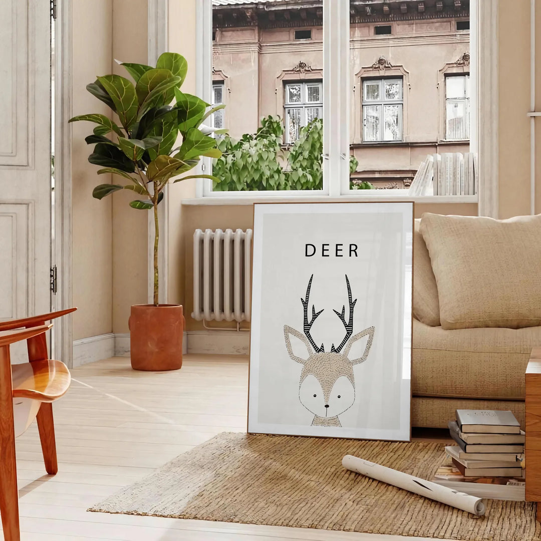 Deer Wildlife Art Travel Poster High Quality Frame Premium Print Home Decor Color