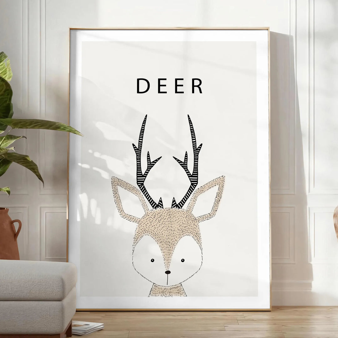 Deer Wildlife Art Travel Poster High Quality Frame Premium Print Home Decor Color