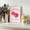 Devils Roll Dice poster trendy piece wall art bold blue orange hues striking artwork unique gift print modern edge space decor today