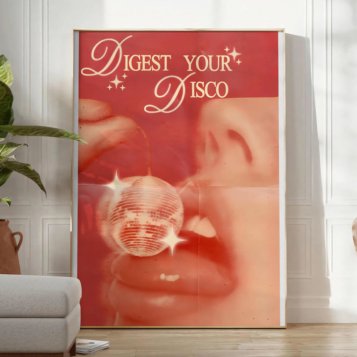 Digest Your Disco Trendy Art Travel Poster High Quality Frame Premium Print Home Decor Color