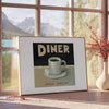 kitchen decor eye diner poster striking black orange palette wall art thoughtful gift framed unframed options style space today