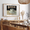 kitchen decor eye diner poster striking black orange palette wall art thoughtful gift framed unframed options style space today