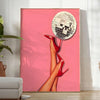 space trendy disco foot poster bold black vibrant orange hues wall art unique gift stunning print essence retro chic purchase standalone today