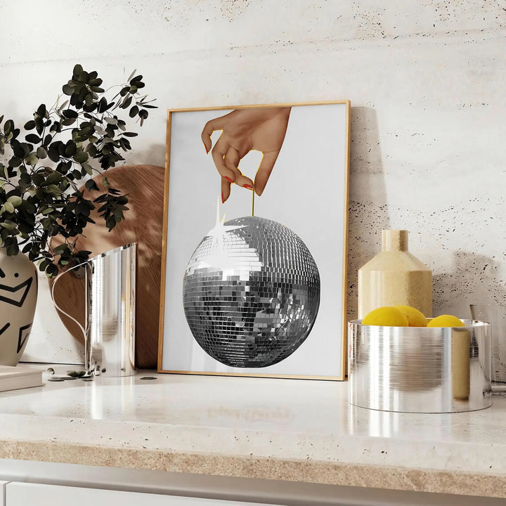 Disco Hand Graphic Wall Print Travel Poster High Quality Frame Premium Print Home Decor Color