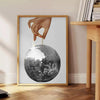 touch groove space vibrant disco hand poster stunning green blue hues wall art unique gift eye artwork retro flair room size A4 cm A0