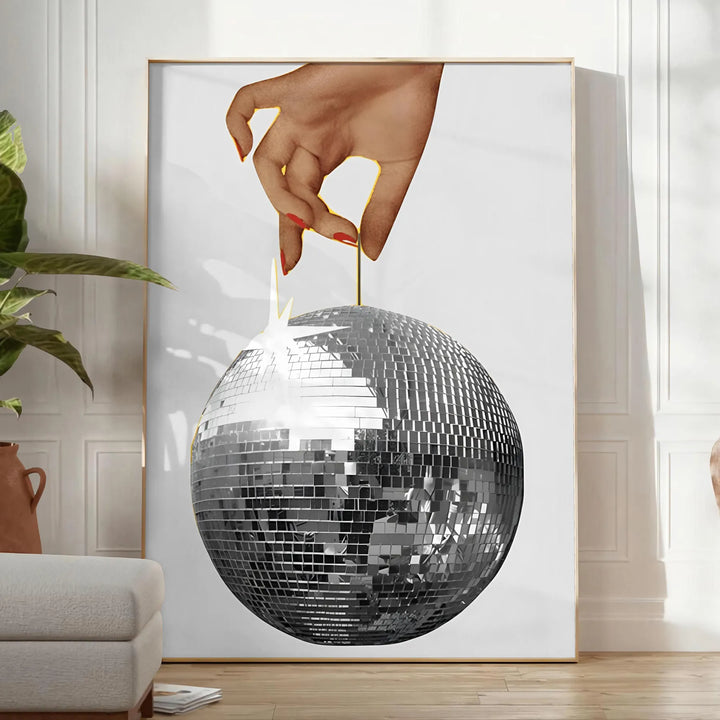 Disco Hand Graphic Wall Print Travel Poster High Quality Frame Premium Print Home Decor Color