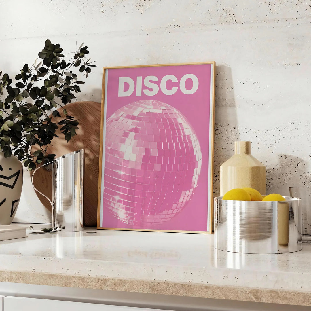 Disco Pink Popular Art Travel Poster High Quality Frame Premium Print Home Decor Color