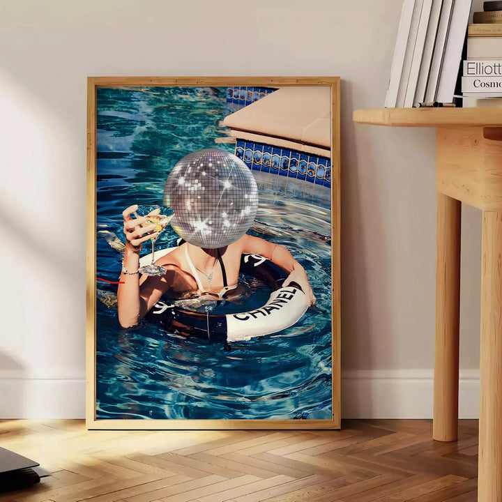 Disco Swimming Pool Popular Poster Travel Poster High Quality Frame Premium Print Home Decor Color