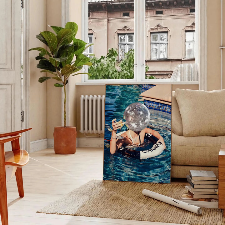 Disco Swimming Pool Popular Poster Travel Poster High Quality Frame Premium Print Home Decor Color