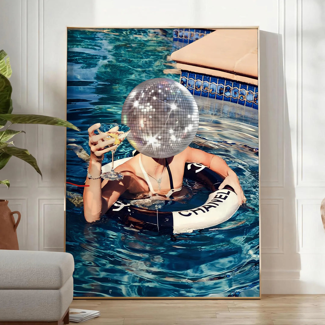 Disco Swimming Pool Popular Poster Travel Poster High Quality Frame Premium Print Home Decor Color