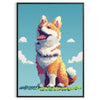 space vibrant Dog 2 Animal Poster captivating blend green orange eye wall art perfect lover charm personality decor ideal gift birthdays special occasions
