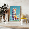 space vibrant Dog 2 Animal Poster captivating blend green orange eye wall art perfect lover charm personality decor ideal gift birthdays special occasions