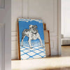 space dog poster serene blue gray hues wall art masterpiece thoughtful gift artwork touch canine charm room sizes A4 cm A0