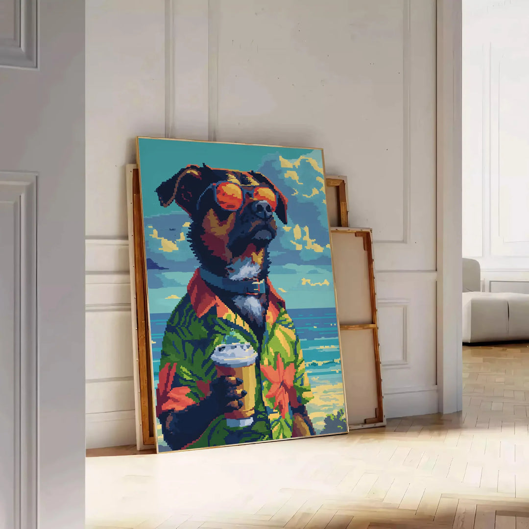 Dog Cocktail Animal Print Travel Poster High Quality Frame Premium Print Home Decor Color