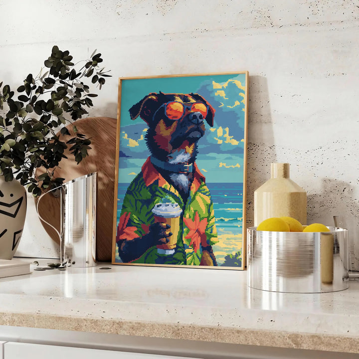 Dog Cocktail Animal Print Travel Poster High Quality Frame Premium Print Home Decor Color