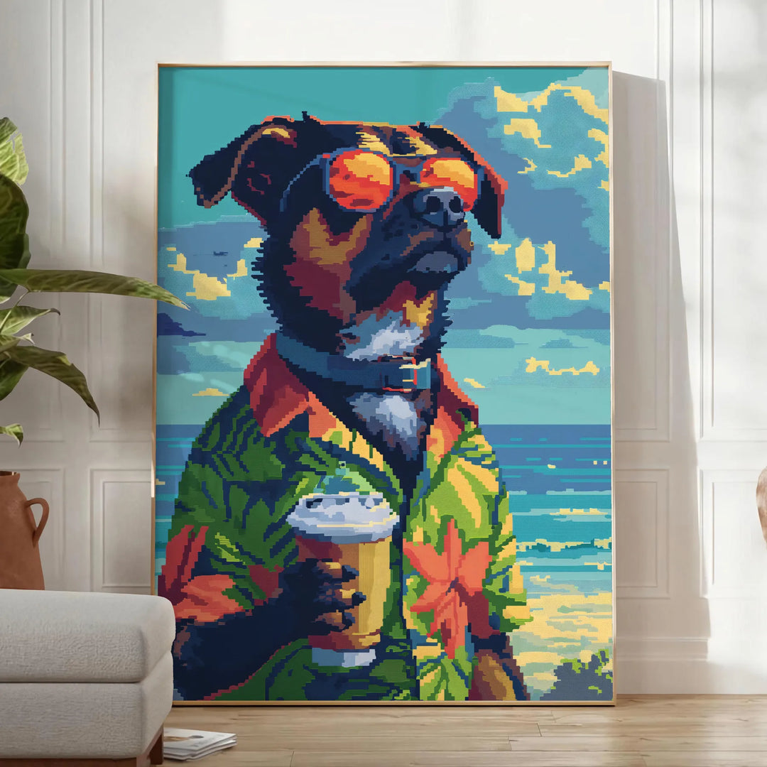 Dog Cocktail Animal Print Travel Poster High Quality Frame Premium Print Home Decor Color