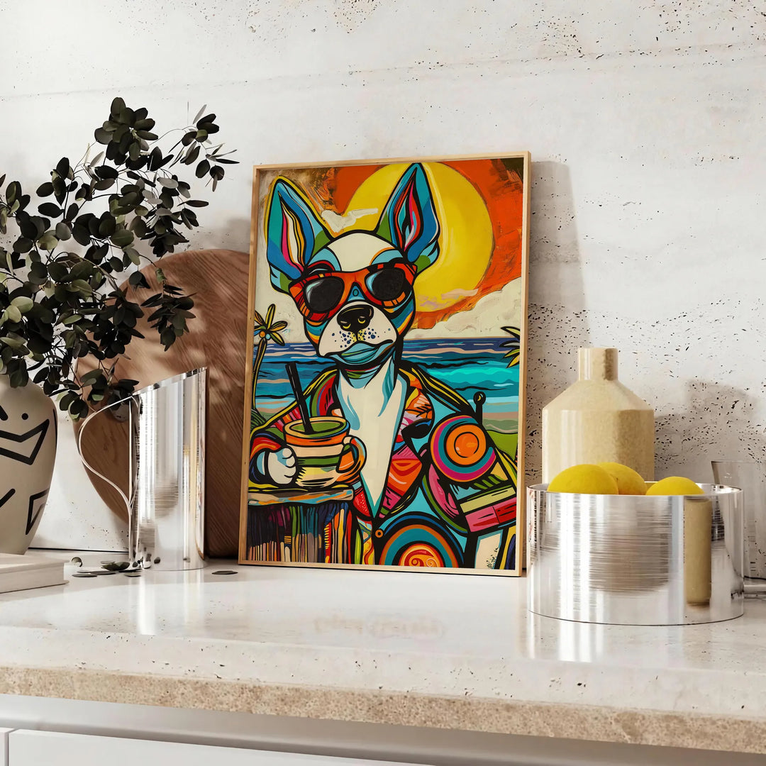 Dog Cokctail Animal Art Print Travel Poster High Quality Frame Premium Print Home Decor Color