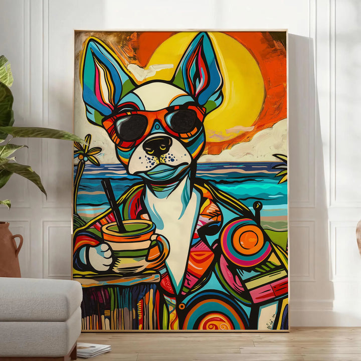 Dog Cokctail Animal Art Print Travel Poster High Quality Frame Premium Print Home Decor Color