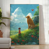 warmth loyal companion space dog poster green gray tones wall art perfect lovers thoughtful gift various sizes A4 cm A0