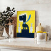 courage Dog Hero Animal Poster striking piece wall art black blue tones unique gift statement artwork space print spirit heroic canine frame standalone masterpiece