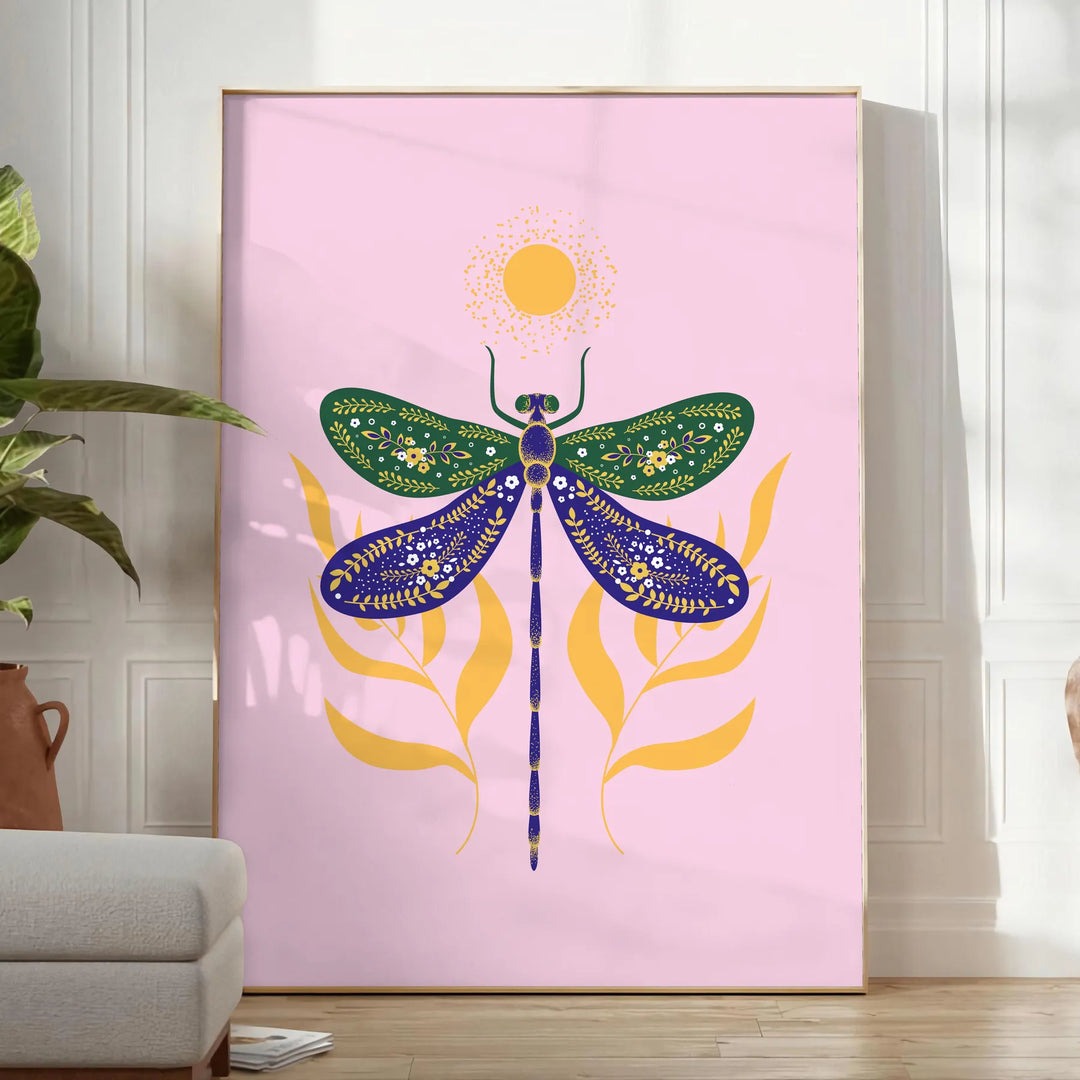 Dragonfly Wildlife Wall Art Travel Poster High Quality Frame Premium Print Home Decor Color