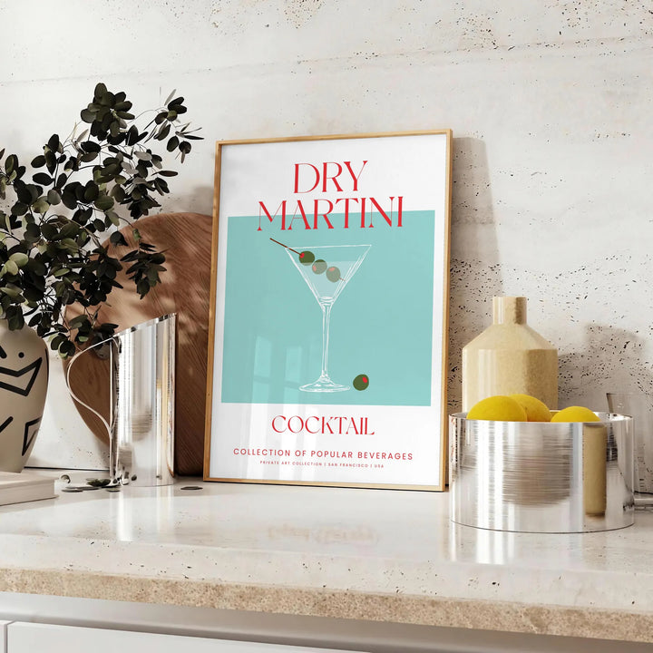 Dry Martini Cocktail Print Travel Poster High Quality Frame Premium Print Home Decor Color