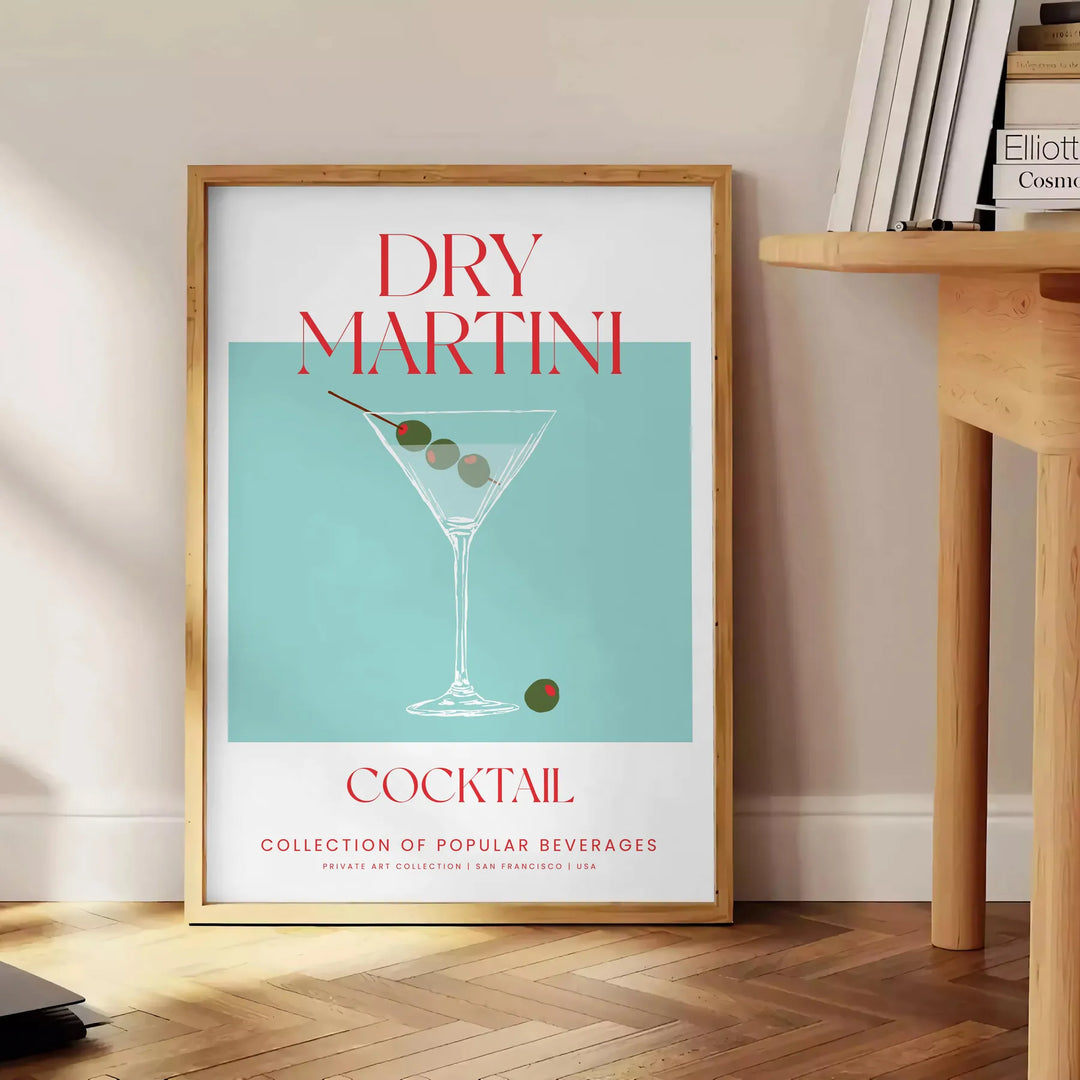 Dry Martini Cocktail Print Travel Poster High Quality Frame Premium Print Home Decor Color