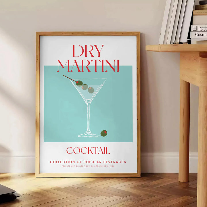 Dry Martini Cocktail Print Travel Poster High Quality Frame Premium Print Home Decor Color