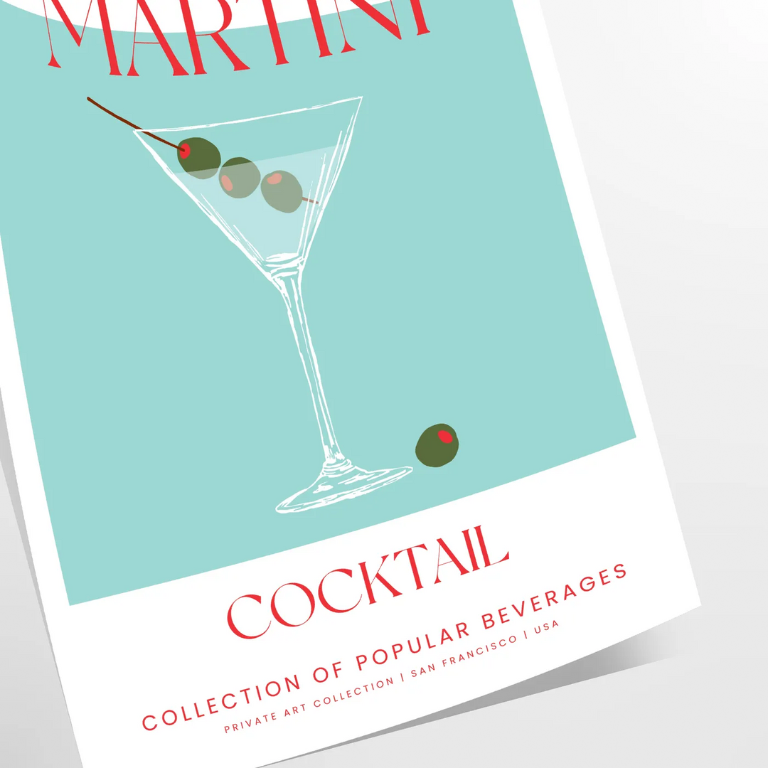 Dry Martini Cocktail Print Travel Poster High Quality Frame Premium Print Home Decor Color