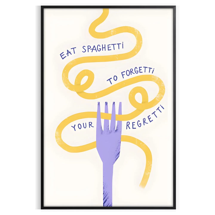 Eat Spaghetti Kitchen Print Travel Poster High Quality Frame Premium Print Home Decor Color