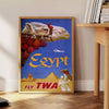 Égypte affiche captivante vol TWA teintes gris vert une touche élégance intérieur cadeau unique disponibles A4 cm A0
