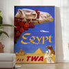 Égypte affiche captivante vol TWA teintes gris vert une touche élégance intérieur cadeau unique disponibles A4 cm A0
