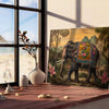 space stunning elephant poster vibrant green yellow hues wall art animal lovers ideal gift sizes A4 cm A0